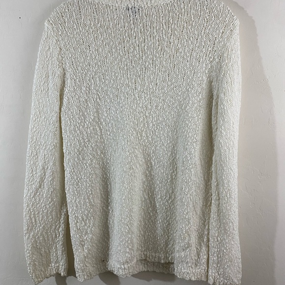 Talbots Off‑White V‑Neck Cotton Knit Sweater Size Small - Picture 4 of 6